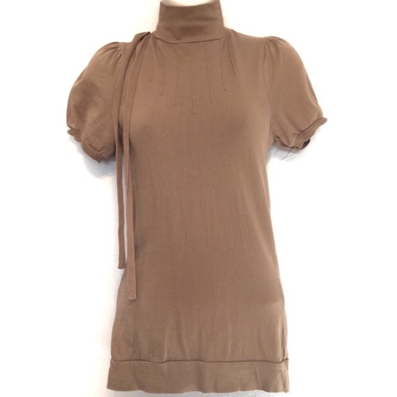 ZARA CAP PUFF SLEEVE HIGH NECK BLOUSE TOP - Picture 1 of 8